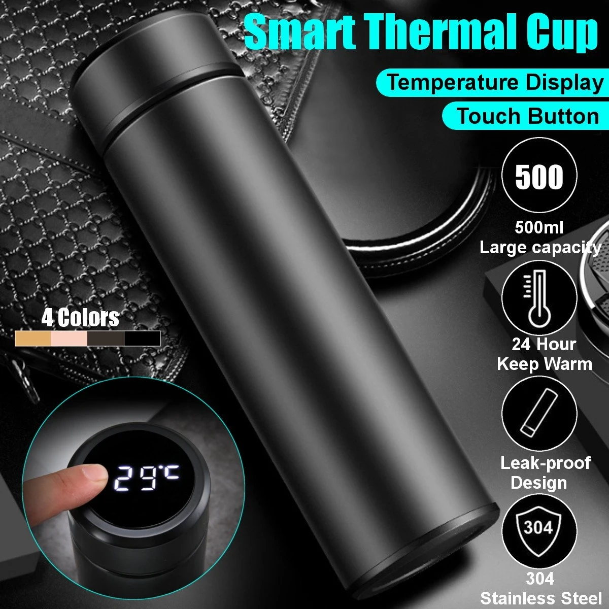 Smart Led Flask 500 ml Black